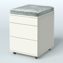 Тумба мобильная Фламинго 2 ящика + 1 ящик-лоток с подушкой, Белый