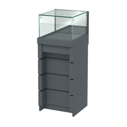 Торговый прилавок с утопленным фасадом и выдвижной зеркальной панелью №УФ-1-450, Темно-Серый