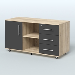 Приставка подкатная Лонди, цвет дуб шамони светлый, Дуб Сонома + Черный