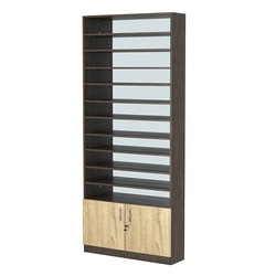 Стеллаж из ДСП с 10-ю полками 250x900 мм серии LEVEL-10 №11-2 (З/C - ЗЕРКАЛО), Дуб Венге + Дуб Сонома