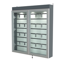 Витрина настенная №4-2Б закрытая с экономпанелью и фризом серии Collecto, Темно-Серый