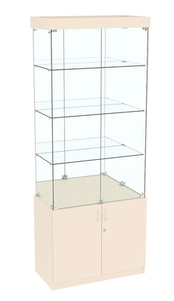 Высокая витрина ИСТРА №703 (задняя стенка - зеркало), Крем Вайс