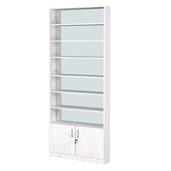 Стеллаж из ДСП с 6-ю полками 150x900 мм серии LEVEL-6 №9-2 (З/C - ЗЕРКАЛО), Ясень Анкор светлый