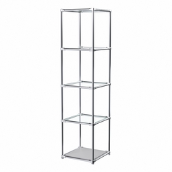 Торговый хромированный стеллаж с прозрачными полками №1, Серый