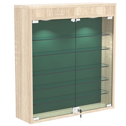 Настенная витрина с бархатом серии БАРОН №1-3А (пять полок), Дуб сонома + 10 Green