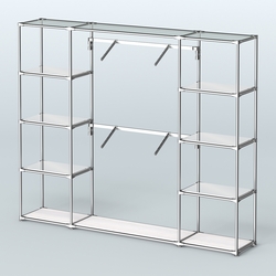 Торговая система ХРОМ без ДСП 2430 мм с зеркальными полками и поручнями №7, Ясень Анкор светлый