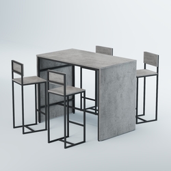 Комплект барный стол "Кофе-брейк" №3 и стулья, Бетон Чикаго светло-серый F186 ST9