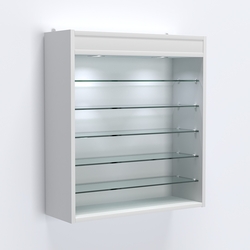 Витрина настенная №201-7Г открытая с пятью полками и верхним светом, Белый