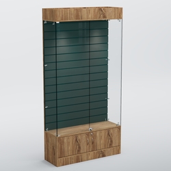 Витрина СЕТЬ №3 с экономпанелью, Дуб Канзас Коричнерый + черный