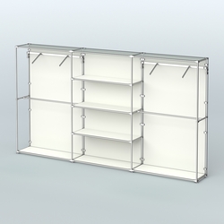 Торговая система ХРОМ (задняя стенка - ДСП) 3600 мм с полками ДСП и поручнями №10, Белый