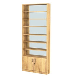 Стеллаж из ДСП с 6-ю полками 200x900 мм серии LEVEL-6 №10-2 (З/C - ЗЕРКАЛО), Дуб Золотистый