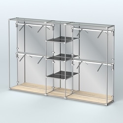 Торговая система ХРОМ (задняя стенка - зеркало) 3030 мм с тонированными полками и поручнями №8, Дуб Сонома