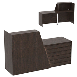 Стойка ресепшен ГРАУНД №1А правосторонняя с подсветкой фасада, Дуб Венге