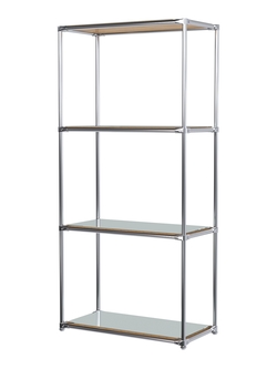 Хромированный стеллаж СТИЛЬ №1а-4 высокий зеркальный, Дуб Золотистый