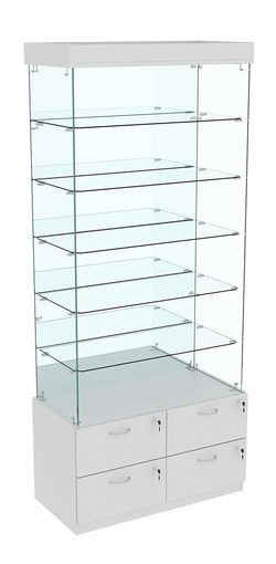 Витрина ХРУСТАЛЬ №603 прямоугольная (задняя стенка - зеркало), Серый