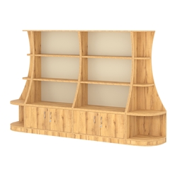 Пристенный низкий стеллаж ГАРАНТ №2, Дуб Золотистый и Крем Вайс