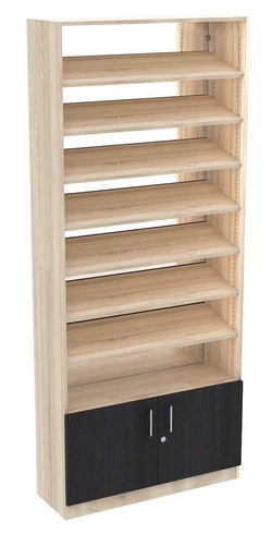 Стеллаж из ДСП с 7-ю наклонными полками 300x900 мм серии TILT-7 №12-2 (З/C - ЗЕРКАЛО), Дуб Сонома