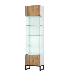 Витрина Монти №1-С, Белый + Дуб канзас коричневый