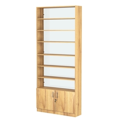 Стеллаж из ДСП с 6-ю полками 250x900 мм серии LEVEL-6 №11-1 (З/C - СТЕКЛО), Дуб Золотистый