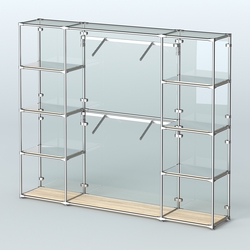 Торговая система ХРОМ (задняя стенка - стекло) 3600 мм с зеркальными полками и поручнями №7, Дуб Сонома