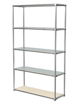 Торговый хромированный стеллаж с зеркальными полками №4, Крем Вайс