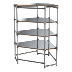 Хромированный стенд Прогресс №3-5 (с полками Зеркало 4мм), Орех