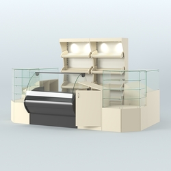 Пристенный небольшой павильон для торговли хлебом и выпечкой №1, Крем Вайс + Белый