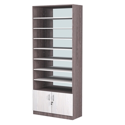 Стеллаж из ДСП с 7-ю полками 400x900 мм серии LEVEL-7 №14-2 (З/C - ЗЕРКАЛО), Ясень Анкор темный + Ясень Анкор светлый