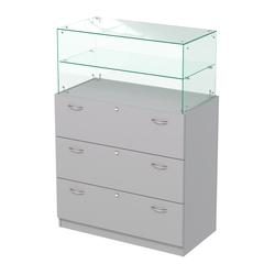 Прилавок из ДСП и стекла с выдвижными ящиками Селена-1, Серый