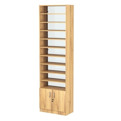 Стеллаж из ДСП с 9-ю полками 300x600 мм серии LEVEL-9 №5-1 (З/C - СТЕКЛО), Дуб Золотистый