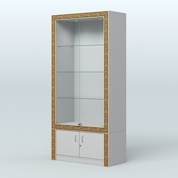 Витрина с декором и дверками №ВБА-1, Серый