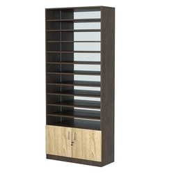 Стеллаж из ДСП с 10-ю полками 400x900 мм серии LEVEL-10 №14-2 (З/C - ЗЕРКАЛО), Дуб Венге + Дуб Сонома