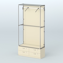 Торговая система ХРОМ (задняя стенка - ДСП) 1200 мм №4-2 с тумбой Т-14 и поручнями, Крем Вайс