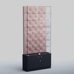 Высокая стеклянная витрина КАПИТОНЕ №33, Антрацит+14 Fla