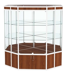 Витрина из профиля островная восьмигранная №1, Орех