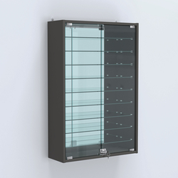 Витрина настенная №202-6А высокая зеркальная с узкими полками, Черный