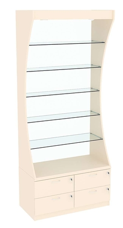 Витрина Радуга из ДСП и стекла №2-2 (Т-19) , Крем Вайс