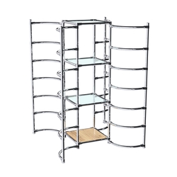 Хромированное вешало ДУГА №4-1 с полками стекло 6 мм, Дуб Золотистый