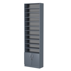 Стеллаж из ДСП с 10-ю полками 250x600 мм серии LEVEL-10 №4 (З/C - ДВП), Темно-Серый