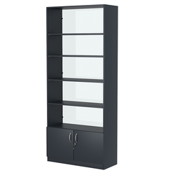 Стеллаж из ДСП с 4-мя полками 350x900 мм серии LEVEL-4 №13-1 (З/C - СТЕКЛО), Антрацит