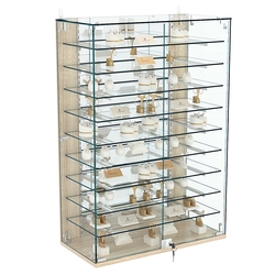 Витрина настенная НЕО №2-4 с зеркалом и девятью полками, Дуб сонома