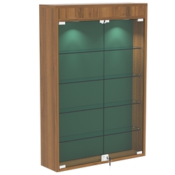 Настенная витрина с бархатом серии БАРОН №2-3А (четыре полки), Орех + 10 Green