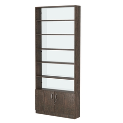 Стеллаж из ДСП с 5-ю полками 200x900 мм серии LEVEL-5 №10-1 (З/C - СТЕКЛО), Дуб Венге