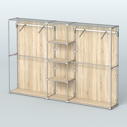 Торговая система ХРОМ (задняя стенка - ДСП) 3030 мм с полками ДСП и поручнями №12, Дуб Сонома