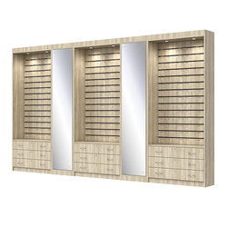 Комплект витрин под очки №11+1+11+1+11 (открытый доступ), Дуб Сонома