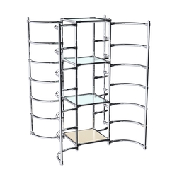 Хромированное вешало ДУГА №3-1 с полками стекло 6 мм, Крем Вайс