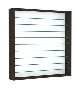 Витрина настенная №4-5Г открытая с девятью прозрачными полками, Дуб Венге