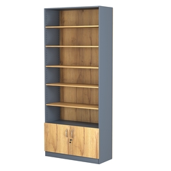 Стеллаж из ДСП с 5-ю полками 400x900 мм серии LEVEL-5 №14 (З/C - ДВП), Темно-серый и Дуб Золотистый