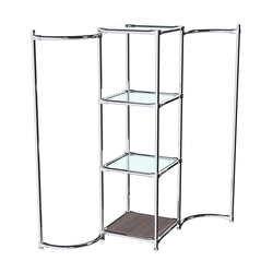 Хромированное вешало ВОЛНА №1-1 с полками стекло 6 мм, Ясень Анкор темный - U31105