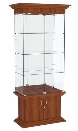 Витрина широкая с тремя полками и зеркалом ЦИТАДЕЛЬ №3, Орех